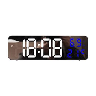 Imagem de Relógio de parede digital LED azul temperatura exibição data mesa despertador montado na parede para decoração de casa #4141V