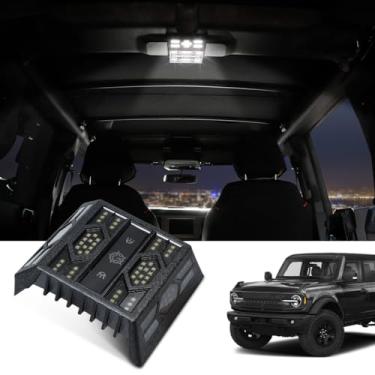 Imagem de Xomzema Luzes de teto traseiras atualizadas, luz de leitura traseira para carro, luz de toque, LED, cúpula, porta-malas, acessórios interiores para Ford Bronco Off-Road 4 portas 2021 202 2023