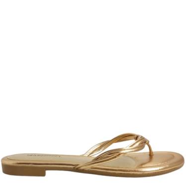 Imagem de Rasteirinha Feminina Casual Dia a Dia Metalizada Mississipi Q9314