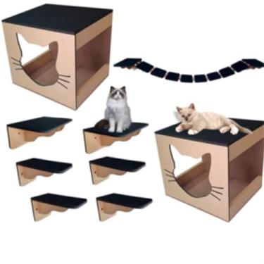Imagem de Playground Para Gatos Em Mdf 9 Pçs Com 2 Nichos Toca Para Gatos