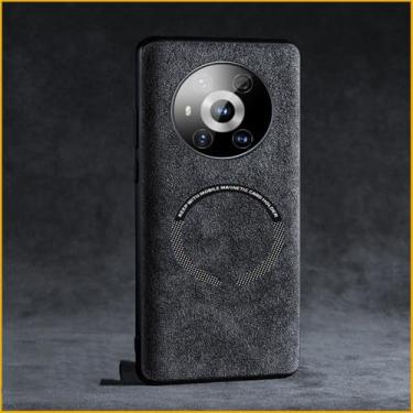 Imagem de Para huawei p50 p40 p30 companheiro honra 50 40 30 20 pro nova 8 7 6 couro camurça magnético caso de carregamento sem fio, bk, para honra 30s5g