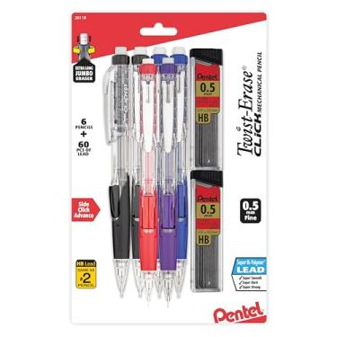 Imagem de Pentel Lapiseira Twist-Erase Click (0,5 mm), pacote com 6 lápis com 2 refis de chumbo (PD275TLBPS6M)