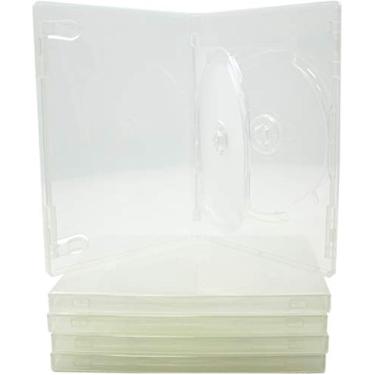 Imagem de Square Deal Online - DV2R14CLWT - Capas de DVD - 2 discos - 14 mm - com bandeja articulada e manga envolvente - Transparente (pacote com 5)