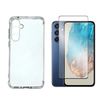 Imagem de Capa Capinha Anti Impacto Transparente + Pelicula de Vidro 3d Compatível com Samsung Galaxy M35
