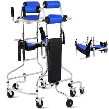 Imagem de Andadores auxiliares para idosos, andadores de 8 rodas e roladores, assento para andador em pé, andador adulto ajustável, reabilitação para paralisia cerebral, exercício, paciente com AVC, mulheres