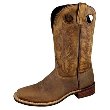 Imagem de Smoky Mountain Boots | Landry Series | Bota masculina Western | Bico quadrado | Couro legítimo | Sola de borracha e salto bloco | Forro sintético e pé de couro | Haste de aço e bainha de PVC, Brown Distress, 11.5