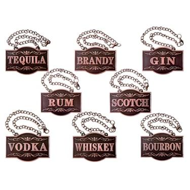 Imagem de Etiquetas de decantador – Etiquetas de bebidas (conjunto de 8, cor cobre) Etiqueta do decantador de bebidas: gim, vodca, bourbon, uísque, conhaque, rum, uísque, tequila – etiquetas para garrafa de