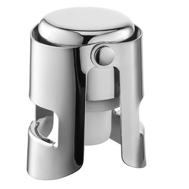 Imagem de BETTFOR Rolhas de champanhe com protetor de champanhe de aço inoxidável com silicone de grau alimentício à prova de vazamento, adequado para champanhe, cava, prosecco e espumante (prata, 1 pacote)