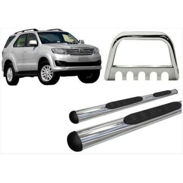 Imagem de Estribo Oval + Quebra Mato C/ Chapa Cromado Sw4 Até 2015 Kit - HOZZ