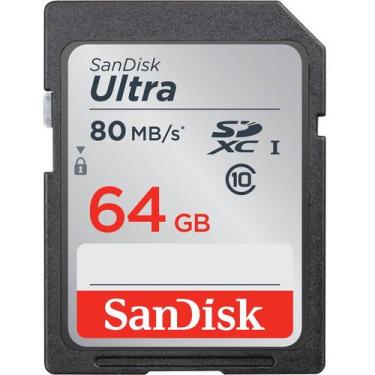 Imagem de Cartão SDXC Sandisk 64GB Ultra 80MB/s classe 10
