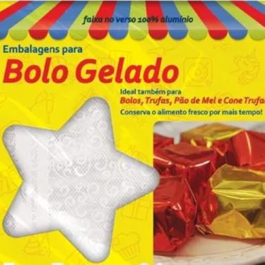 Imagem de Embalagem Laminada Para Bolo Gelado, Trufa, Pão De Mel e Cone Trufado - 20x22 Cm PCT C/100 Unidades (Renda Branca)