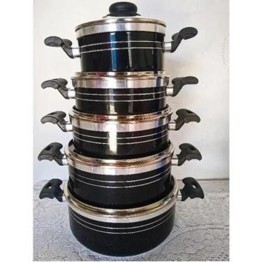 Imagem de Jogo Panelas Aluminio Grosso Tampa Vidro Temperado Luxuosa - Grenada