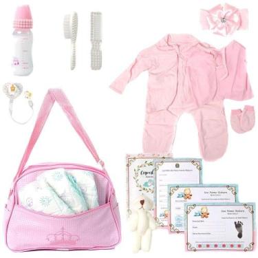 Imagem de Bolsa Maternidade Rosa C Roupa+Acessórios+Fralda Bebê Reborn - Saída M