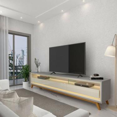 Imagem de Rack para TV com LED Requinte 212 Cinza Off White - Gelius - Gelius Mó