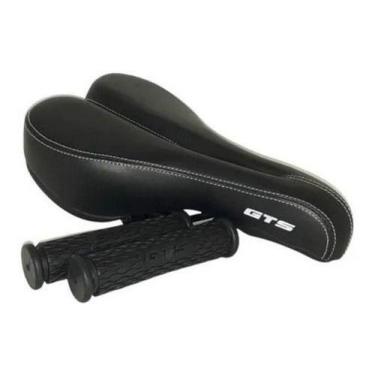 Imagem de Banco Selim Vazado Gts Mtb Preto Confortável + Manopla Gts, BIKETEC