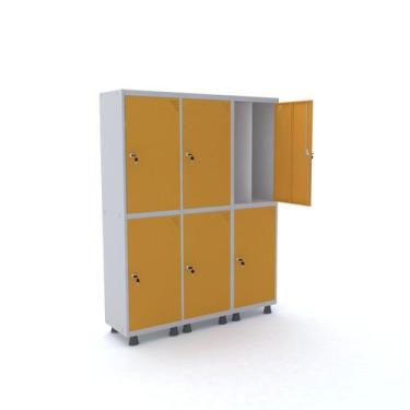 Imagem de Armário Guarda Volume Locker Roupeiro 6 Portas Aço 150cmx193cm - Pandi