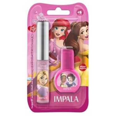 Imagem de Kit Esmalte E Brilho Labial Infantil Impala Princesas