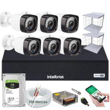Imagem de Kit Dvr Intelbras 8 Canais H.265 1tb 8 Câmeras Full Hd 20m+Grade de Pr
