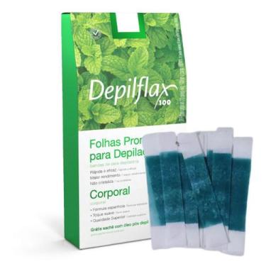 Imagem de 40 Tiras De Cera Pronta Depilação Sobrancelhas Buço Hortelã Depilflax
