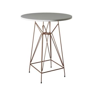 Imagem de Mesa Bistrô Alta Eames 60cm Branca Base Ferro Cobre - Up Home, BRANCO