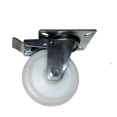 Imagem de Kit 4 Rodizios Nylon 4pol. Placa Girat. C/ Freio 170kg Roda - ABCMAIOR