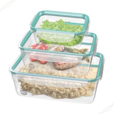 Imagem de Conjunto 3 Potes Plástico Marmita Salada Freezer Micro Hermético Sanre