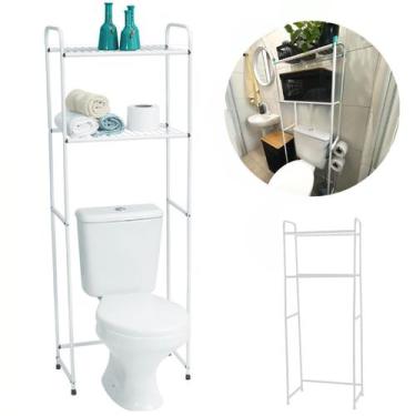 Imagem de Rack Estante Banheiro Organizaçao 2 Prateleiras Aço Sobre Vaso Maxeb, 