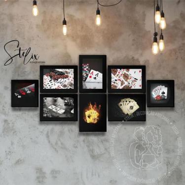 Imagem de Quadros Decorativos de Poker Baralho Sala de Jogos - Stelix - Decoraçã