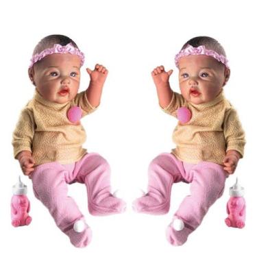 Imagem de Kit Brinquedo Boneca Tipo Reborn Bebê Menina Realista Vinil - Milk Bri