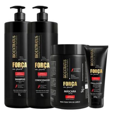 Imagem de Kit Força com pimenta 1 Shampoo 1 Condicionador 1L 1 Máscara 1kg 1 Fin