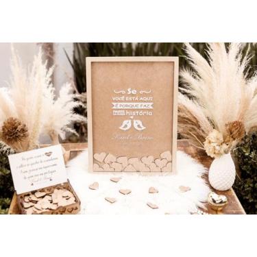 Imagem de Quadro Assinaturas P/ Casamento 150 Corações+ caixa com Mensagem - Son