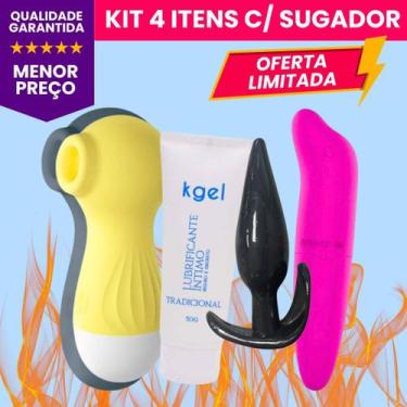 Imagem de KIT 4 Itens Sugador de Clítoris e Mamilos Recarregável 10 Velocidades 