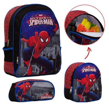 Imagem de Kit Mochila Infantil Homem Aranha Tam G Costa Criança Creche - Toys 2U