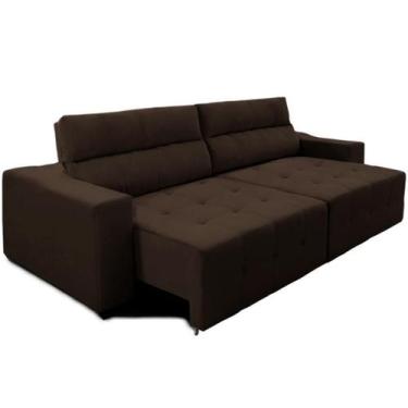 Imagem de Sofá Top Lubeck 210 Cm 3 Lugares Retrátil e Reclinável Suede Marrom  S