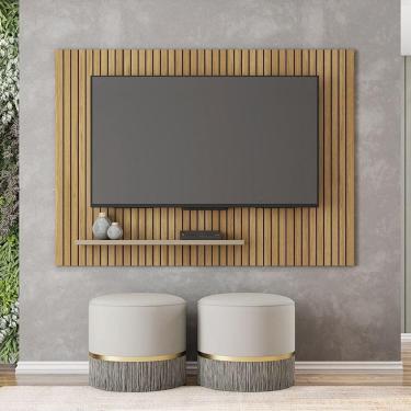 Imagem de Painel Decorativo Dorne Mdf/mdp Ripado Para Tv 70 Pol. Buriti/fendi G11 - Gran Belo