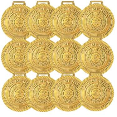 Imagem de Kit com 40 Medalhas Rema Honra Ao Mérito 40mm Com Fita Cor Ouro 4440