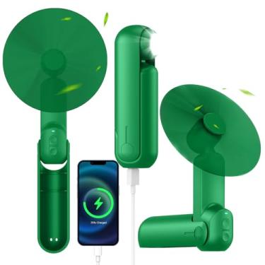 Imagem de NONLOCK Ventilador portátil portátil, ventilador de bolso dobrável pessoal 4 em 1 com carregador portátil, pequeno ventilador de mão com lanterna, mini ventilador de mesa com abajur de mesa,