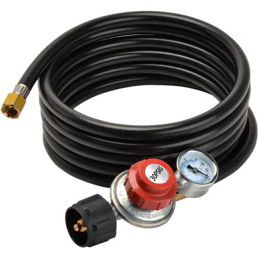 Imagem de only fire Regulador de propano de alta pressão 0-30PSI com medidor PSI QCC-1 Mangueira de conexão para grelha, aquecedor, fritadeiras de peru, queimador, fogueira