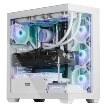 Imagem de Gabinete de PC darkFlash ATX médio, 4 ventoinhas PWM ARGB pré-instaladas, de vidro temperado duplo completo, porta tipo C, compatível com radiador de resfriamento a água de até 360 mm, branco (DS900)