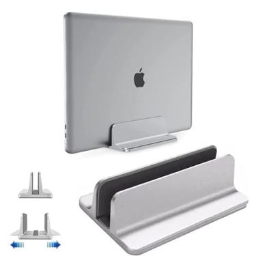 Imagem de Suporte vertical para laptop, base de alumínio para laptop com tamanho de base ajustável, compatível com todos os MacBook, Surface, laptops para jogos, Dell, Chromebook More (até 17,3 polegadas), prata