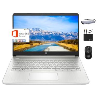 Imagem de HP Laptop portátil premium 2024 de 14 polegadas Micro-Edge para estudantes, Intel Quad-Core N4120, 8 GB de RAM, 256 GB (cartão eMMC de 128 GB + cartão de 128 GB), webcam, WiFi, Windows 11S + 1 ano de