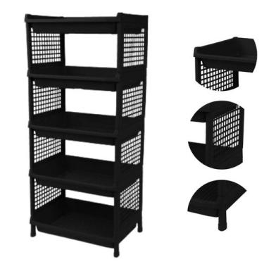 Imagem de Prateleira Estante De Plástico 5 Andares Multiuso Desmontável 40x28x90
