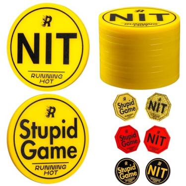 Imagem de RUNNING HOT Conjunto de 10 peças de botões Nit para Texas Hold'em & Omaha Conjunto de fichas de pôquer para o jogo stand-up Stupid Game Poker Accessories Texas Holdem Conjunto de pôquer (amarelo