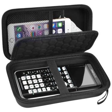 Imagem de Capa de calculadora gráfica compatível com calculadora de cor Texas Instruments TI-84 Plus/TI-83 Plus CE, suporte de armazenamento com bolsos de malha para cabos USB, canetas, lápis, régua e mais (apenas caixa)