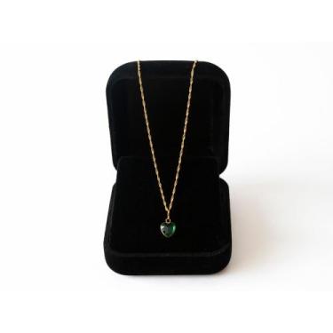 Imagem de Cordão Feminino Singapura Em Ouro 18 K 750 45cm Pingente CoraçãoVerde 