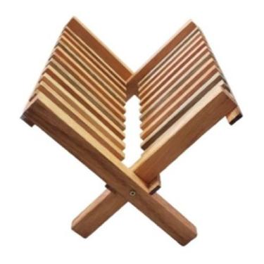Imagem de Escorredor de pratos dobrável com madeira Reforçada - Ana Decor