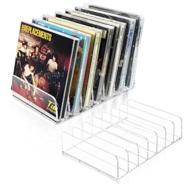 Imagem de Vowcarol Suporte de CD pacote com 2, organizadores de CD de acrílico transparente, suporte de exibição de CD comporta até 14 caixas de CD padrão para armazenamento e organização de prateleiras de