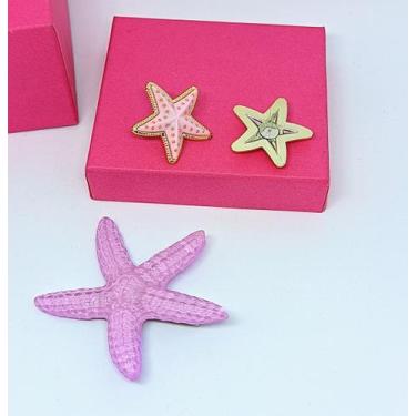 Imagem de Kit Par de Brincos estrela do Mar Resinado colorido + Presilha de Cabe