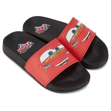 Imagem de Disney Sandália masculina Pixar Cars Slide – Lightning McQueen – Lightning McQueen, Toe Mater, Doc Hudson e Sally Carrera Slides, Preto/vermelho, 15