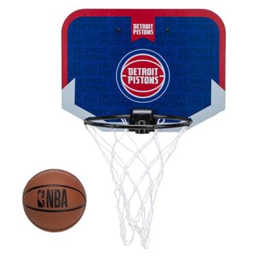 Imagem de Franklin Sports NBA Detroit Pistons Mini Cesta de basquete sobre a porta - Mini cesta de basquete infantil com basquete - NBA Fan Shop Mini Argola para quarto + escritório - Conjunto de mini argolas